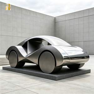 Sculpture abstraite en acier inoxydable en forme de voiture de grande taille RELONG, design personnalisé, art moderne pour aménagement paysager extérieur et <span class=keywords><strong>immobilier</strong></span> - Product Image 1