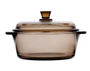 2023 Offre Spéciale Nouveau Style Ambre Couleur Grand Pot En Verre À Soupe Pot De Nouilles En Verre De Cuisson avec Couvercle