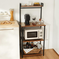Support de four à micro-ondes moderne en acier et bois NBHY, étagère de cuisine, bar à café, rangement avec étagères