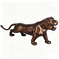 Grande statue de tigre rugissant en aluminium, finition bronze antique, sculptures de tigre en métal, décoration de table, bureau, maison, artisanat, cadeau