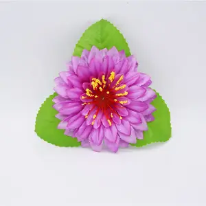 Yeni ürün 11.5 cm ipek krizantem çiçekler yapay dekor için yaprak ile DIY çelenk