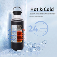 Bouteille d'eau isotherme réutilisable de 500 ml, sans BPA, avec couvercle à rabat, portable, en acier inoxydable, gourde de sport