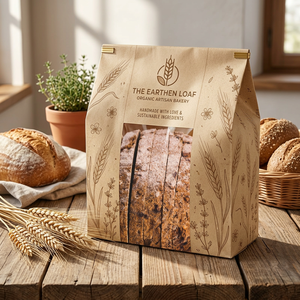 Bolsa de Papel para Pan, Donuts y Sándwiches con Diseño Personalizado, Impresión Offset, Apta para Alimentos, con Refuerzo Lateral, para Empacar Pan Tostado en Supermercados - Product Image 1
