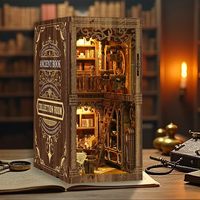 Rompecabezas 3D de madera personalizado para estantería, kit de casa en miniatura DIY para adultos, para sala de colección de libros antiguos, fabricación.