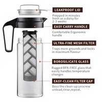 Koude Brouwen Koffiezetapparaat Glas Iced Koffiezetapparaat Thee Brouwer Met Verwijderbare Mesh Filter Voor Iced Koffie Koude Brouwen Thee (44 Oz/1300Ml