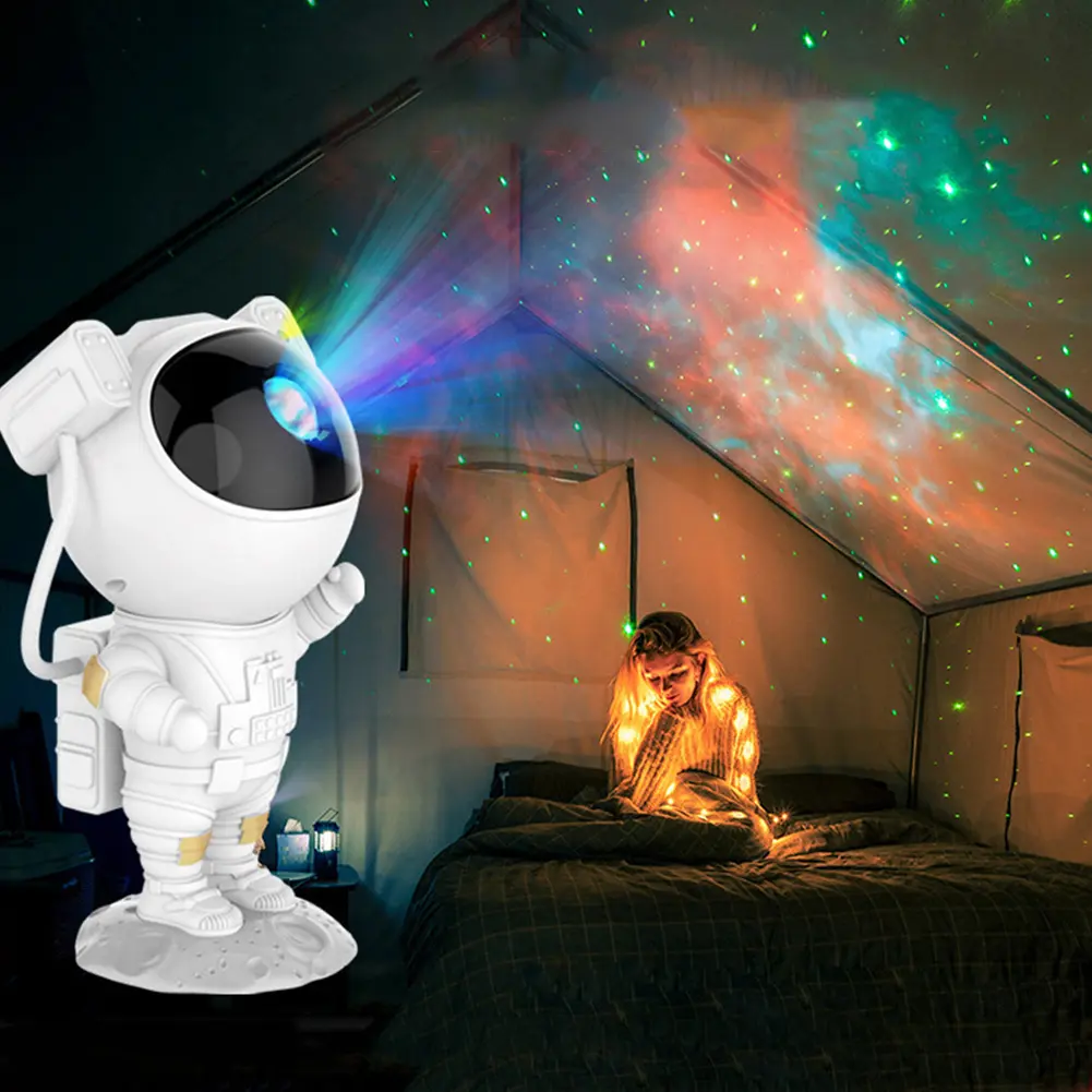 Multi-color Rotatable Astronaut Projection, Lamp Ocean Wave Star Light Galaxy Projector For Bedroom/