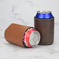 Porte-canettes en cuir PU gravé au laser personnalisé, isolant thermique en similicuir vierge pour canettes de bière 330 ml, cadeaux