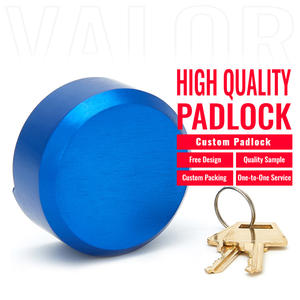 Cadenas en aluminium bleu anodisé 73 mm, design puck de hockey, haute qualité, à clé, pour camion et conteneur – Meilleures ventes - Product Image 1