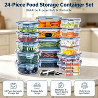 24 contenants de stockage alimentaire en plastique PP, hermétiques, pour la préparation des repas, avec couvercles, pour fruits, légumes et restes de cuisine