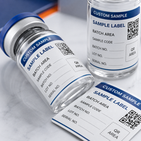 Étiquettes personnalisées pour flacons de peptides numérotés par lot, autocollants imperméables pour petits échantillons, service d'impression OEM pour numéros de série de lot