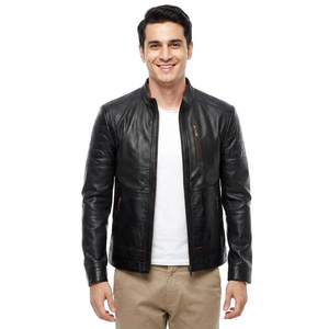 Veste universitaire en cuir pour hommes de style vintage à capuche à col montant enduit de qualité supérieure avec fermeture à glissière à bas prix - Product Image 1