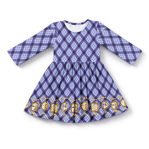 Milk Silk <b>Girls</b> <b>Long</b> Sleeve Twirl <b>Dress</b> Cute Plaid Print Round Neck Swing Skater <b>Dress</b> Kids Casual Princess <b>Dress</b> - Product Image 1