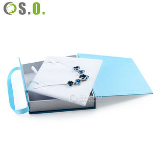 Caja de Joyería de Papel Azul Claro de Lujo Premium Shero con Cinta de Satén, Color y Tamaño Personalizables para Guardar Anillos, Aretes y Collares - Product Image 2