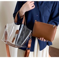 Nouveau lot de 2 sacs à main transparents en PVC, sacs à bandoulière en PU avec chaîne, pochettes transparentes pour femme, idéales pour la plage, le bord de mer et le stade