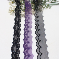 Dentelle noire brodée florale, bordure festonnée étroite de 3 cm pour robe, jupe, chemisier, décoration intérieure, couture