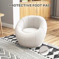 Fauteuil Canapé Simple de Luxe Moderne en Tissu Teddy Blanc Cassé, Pivotant à 360° et Durable, Style Contemporain pour Salon Maison