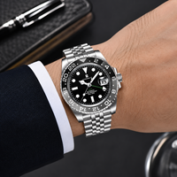 Montre de sport automatique mécanique CORGEUT pour homme, étanche 10 ATM, style professionnel, en acier inoxydable saphir, modèle Peacock SL3032 GMT