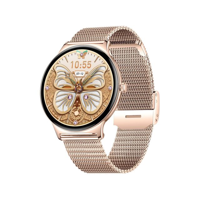 V89 Stainless Steel Luxury Smart Watch Ultra-Thin 1.43 Inch AMOLED Screen Heart Rate Blood Pressure Monitoring for Women