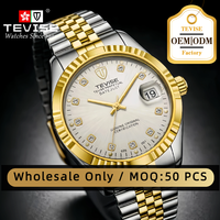 Montre automatique TEVISE 629 OEM, fabricant chinois, logo personnalisé, montre mécanique pour homme, acier inoxydable, marque privée ODM