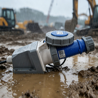 Prise de surface robuste IP67 32A 3 broches, étanche à la poussière, résistante aux chocs, pour chantier de construction