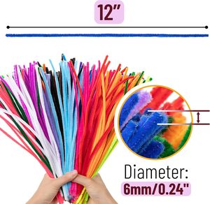 Cordons en chenille colorés et brillants, 6 mm x 12 pouces, pour les projets créatifs et décoratifs des enfants, les travaux manuels et les projets artistiques. - Product Image 4