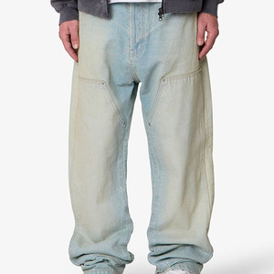 Top Quality Vintage West Double Knee <strong>Men's</strong> Denim Pants Cotton Comfortable Soft Relaxed Refined Fit Baggy <strong>Jeans</strong> for <strong>Men</strong> - Product Image 1