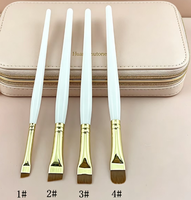 Pinceau à sourcils plat angulaire OEM d'usine, poils en nylon pour crayon eyeliner, emballage en sac OPP, kit de vente en gros personnalisé