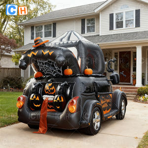 Carro de calabaza inflable de decoración de Halloween de tamaño personalizado, globo de gato de calabaza inflable - Product Image 1