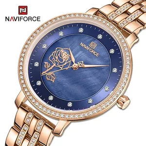 NAVIFORCE Fashion Elegant Women's Watches Luxury Brand Creative Ladies Quartz Wristwatch with Diamonds Bracelet Waterproof Clock