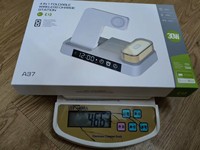 4-in-1 opvouwbaar draadloos oplaadstation met wekker, snel draadloos oplaadstation met RGB nachtlampje