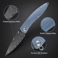 Couteau pliant de poche Damas, manche en alliage de titane, certifié BSCI, léger, EDC, camping, survie, extérieur, personnalisable OEM