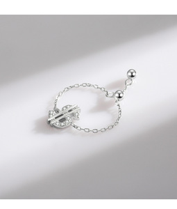 S925 Silver Dollar Sign <b>Ring</b> Pave Setting <b>Crystal</b> Rhinestone Unisex Hiphop Korean Ins Style Full Pave Dollar Chain <b>Ring</b> - Product Image 5