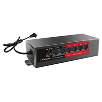 Switch PoE Inteligente de 4 Puertos 10/100Mbps IEEE 802.3af/at 52W con 2 Puertos Uplink para Cámaras IP CCTV, Plug and Play