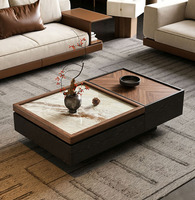 Table basse rectangulaire avec rangement, style vintage haut de gamme, table basse en bois pour la maison, table de salon luxueuse