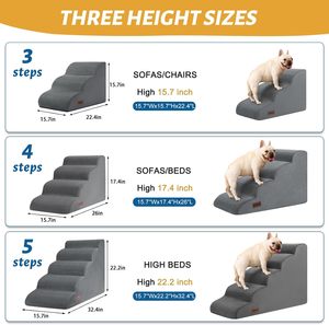 <span class=keywords><strong>Rampe</strong></span> réglable à 3 marches <span class=keywords><strong>pour</strong></span> chiens et chats avec design en mousse antidérapante pliable <span class=keywords><strong>pour</strong></span> petits animaux âgés - Lavable et facile à utiliser - Product Image 4
