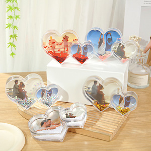 Marco de Fotos de Plástico con Forma de Corazón y Purpurina Flotante Líquida para Decoración de Bodas, en Oferta - Product Image 4
