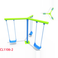Ensemble de balançoires commerciales avec toboggan pour enfants, équipement de terrain de jeu extérieur conçu pour les écoles, les parcs, les centres de villégiature et les garderies