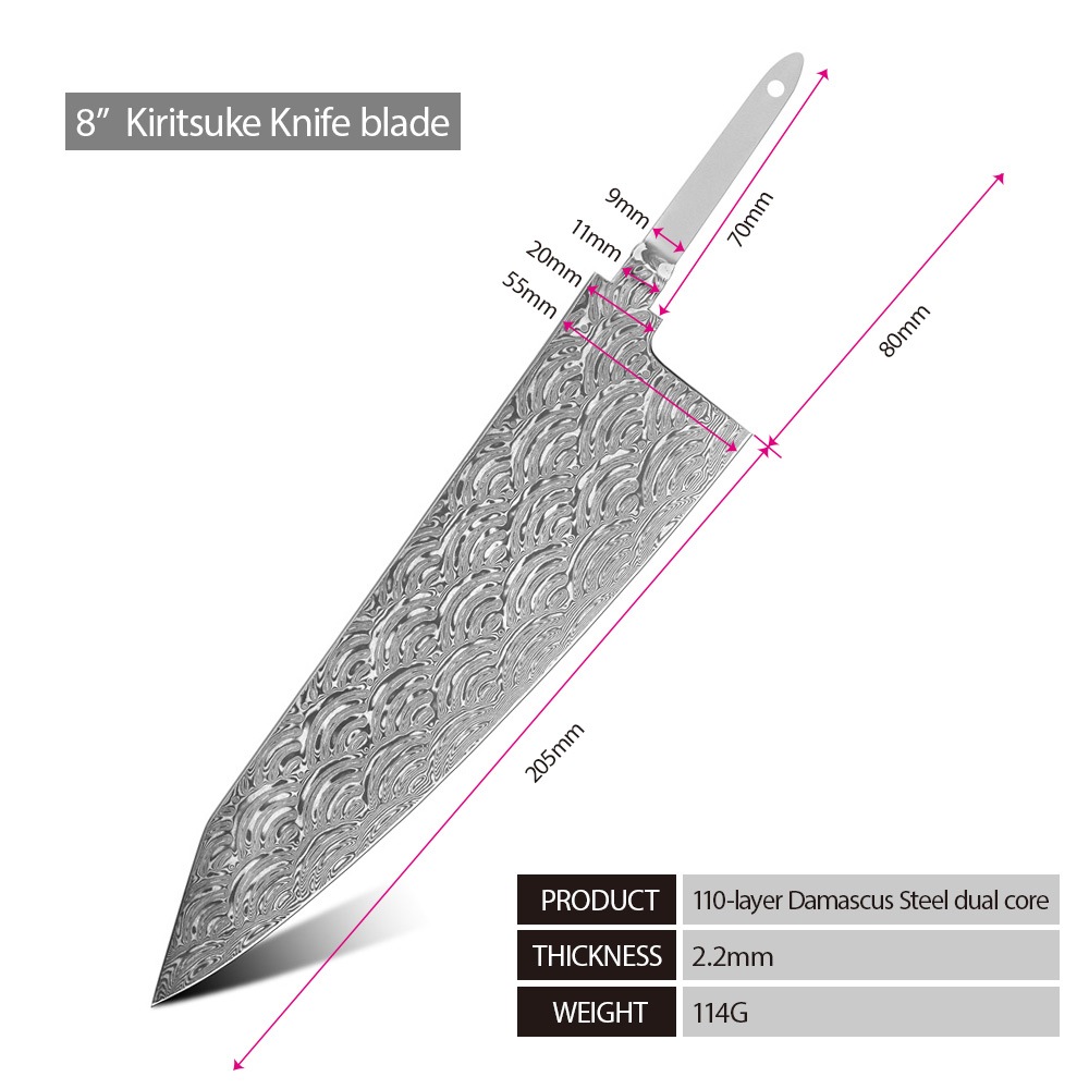 Lame de couteau de cuisine argentée