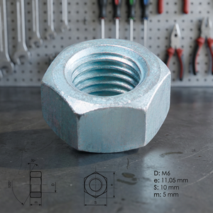 Dado esagonale zincato M6 DIN934 Grado 6.0 - Product Image 3