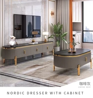 Moderne Luxus Marmor Rock Panel europäischen Gabinete de TV Ständer und Tischset