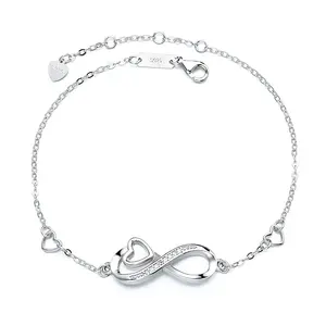 Womens 925 Sterling Silver Infinity Endless Love Symbol Charm Adjustable Bracelet For Wife Women Girls Mom