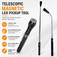 Outil de ramassage magnétique télescopique à LED 360° °   Lampe d'inspection à 3 LED avec col flexible et double aimant pour la réparation automobile et l'entretien domestique