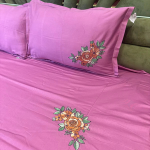 Cubrecama de Algodón con Bordado Floral, Color Rosa, Ligero, Transpirable, Tela Suave, Hecho en India, Pedido Personalizado - Product Image 1