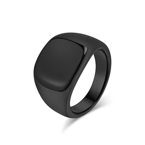 Trendy <strong>Black</strong> Gold Square Geometric <strong>Ring</strong> for Men High-Polished <strong>Titanium</strong> Steel Rhodium Plated Stainless Steel for Parties - Product Image 1