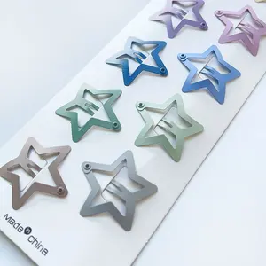 Set Of High-quality Matte Colored Star Metal BB Hair Clip Cute Baby Children And Girl Hair Accessories