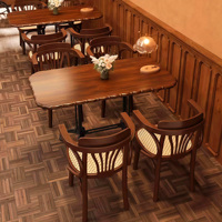 Chaise en bois courbé classique et ensemble de table en bois massif, meubles commerciaux pour café, restaurant, bistro