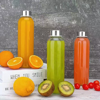 Bouteilles en verre transparent réutilisables de 18 oz avec couvercles, ensemble de 8 bouteilles à jus, pots à boisson