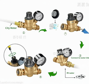 Regulador de Presión de Agua para Autocaravanas COVNA, Regulador de Presión de Agua de Latón Sin Plomo con Manómetro - Product Image 4