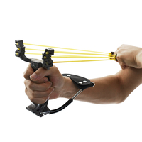 YISHUN Lance-pierre pliant de chasse et de tir en plein air avec repose-poignet en alliage et résine, caoutchouc élastique et accessoire boussole 210g