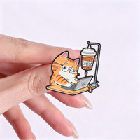 Broche en émail humoristique « Chat de Travail» pour veste, sac à dos et tenue décontractée – Accessoire de mode et de décoration